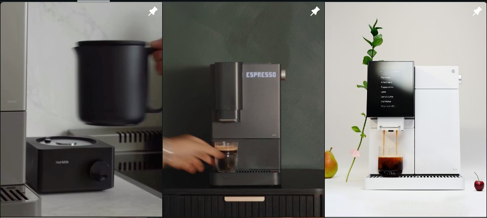 Terra Kaffe's three pinned Instagram posts: Aero, Demi and TK-02